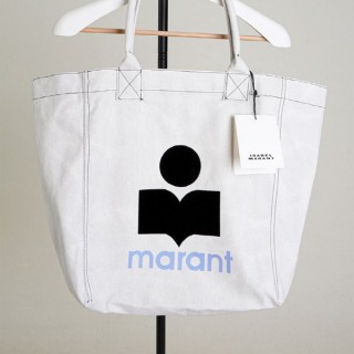 마* 벨벳 로고 엔키 코튼 데님 토트 백