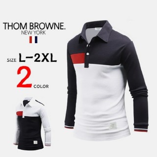 톰* 절개 삼선 배색 긴팔 카라티