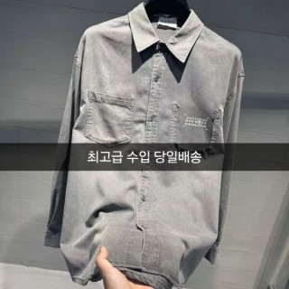 메* 넘버 워싱 데님 셔츠